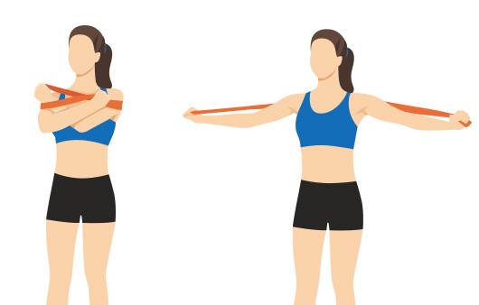 탄력밴드를 이용한 어깨 근육 운동|출처: 게티이미지뱅크