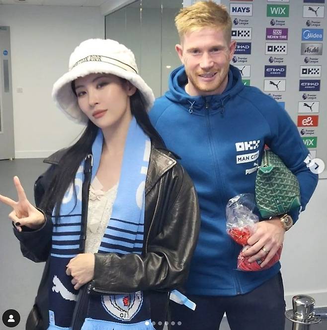 가수 선미와 맨시티 케빈 더 브라위너. 사진 선미 인스타그램