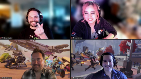 - 딜런 스나이더 선임 게임 디자이너(좌측 상단부터 시계방향으로), 모니카 리 게임 프로듀서, 호르헤 무리요 선임 미션 디자이너, 스캇 로러 오디오 및 테크니컬 내러티브 디자인 디렉터