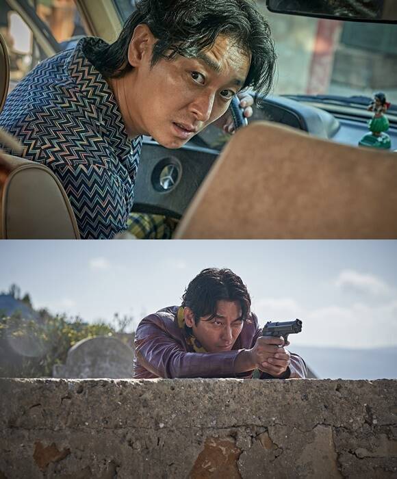 주지훈은 치열한 내전 중에도 살아남은 베이루트의 유일한 한국인이자 사기꾼 기질이 다분한 택시 기사 판수 역을 맡아 열연을 펼쳤다. /쇼박스