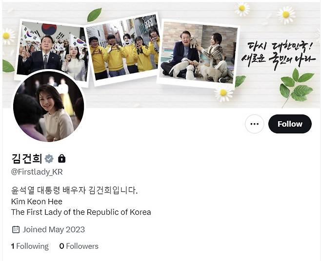 김건희 여사 트위터 계정 캡처.