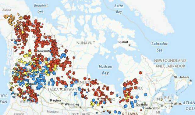 캐나다 산불 지도. /이안홀 엑스(옛 트위터)