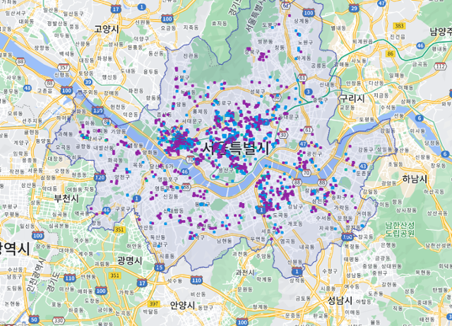 숙박 분석업체 '에어디앤에이(AirDNA)'에서 서울 지역에 등록된 에어비앤비 숙소를 조회하면 1만5,619곳으로 집계된다. 이는 서울에 '외국인관광 도시민박업'으로 등록한 합법 숙소 1,380곳의 10배에 달하는 수치다. 에어비앤비 숙소 상당수가 지자체에 영업 신고조차 하지 않은 불법 업체라는 의미다. 에어디앤에이 홈페이지 캡처