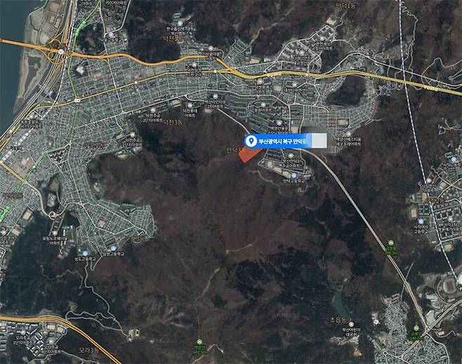 이균용 대법원장 후보자의 배우자가 소유 중인 부산 북구 만덕동 소재 임야 (사진 출처=네이버지도)