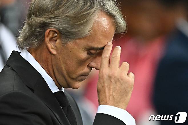 사우디 감독 데뷔전을 가진 만치니. ⓒ AFP=뉴스1