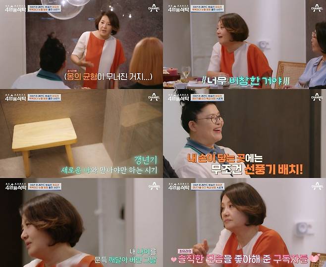 Broadcaster Choi Youra mentioned the moment when he felt Menopausal himself.On the 11th of September, Channel A  ⁇ a close friend Tokyu! Mentoring 4-person dining table ( ⁇   ⁇  4-person dining table) Choi Youra and a close friend talked about Menopausal.Bae chi-soo asked Choi Youra, How did you know for yourself that it was Menopausal?Choi Youra said, I put it down on my feet (soaped) but it fell back. It was slippery, but I fell because I had no strength in the core and I could not give strength to my knees.I sat naked and the shower was pouring, and I was so miserable. He said, I was in tears for a moment. I washed up and came out, but my legs were shaking. I felt like I was old enough to stand and bath myself.Choi Youra confessed, I have been sitting and washing since then.Kim Jeongsun, a close friend, said, I thought it was funny how Choi Youra sent Menopausal. There is an inspired photo.My sister had portable fans everywhere. I was angry until I went to find a fan, so I placed it in my reach. Choi Youra is said to have seven, including a portable fan. Kim Jeongsun said, When I went to home shopping, I took a look at work and two fans looked out of my bag.It was good to see Menopausal actively looking for Jasins way and going through it. I think its easy and nothing, but doctors wont tell us this story. Lets try to be like us in front of it, he added.Choi Youra said, I was going through Menopausal, too, and I wanted to convey what I learned. Subscribers were happy to see it.Lee Young-ja said, There are a lot of people who need a sister story, people who need to be empowered, and I think its so good.Choi Youra, who was buried in a cave because of Menopausal, expressed gratitude for telling her that she enjoyed new things such as travel thanks to a close friend.