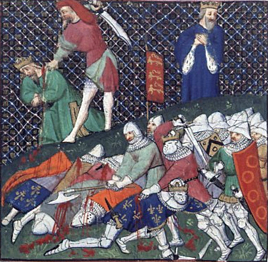 1356년 푸아티에 전투에서 잉글랜드에게 사로잡힌 장 2세. 프랑스는 100년 전쟁 내내 대단히 고전했다.