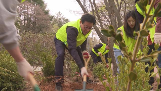 농협 임직원들이 6,100그루 나무 심기 캠페인에 나서고 있다. 농협 제공