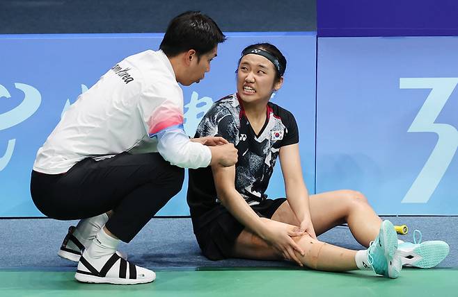 2022 항저우 아시안게임 배드민턴 여자단식 결승 때 안세영. 연합뉴스
