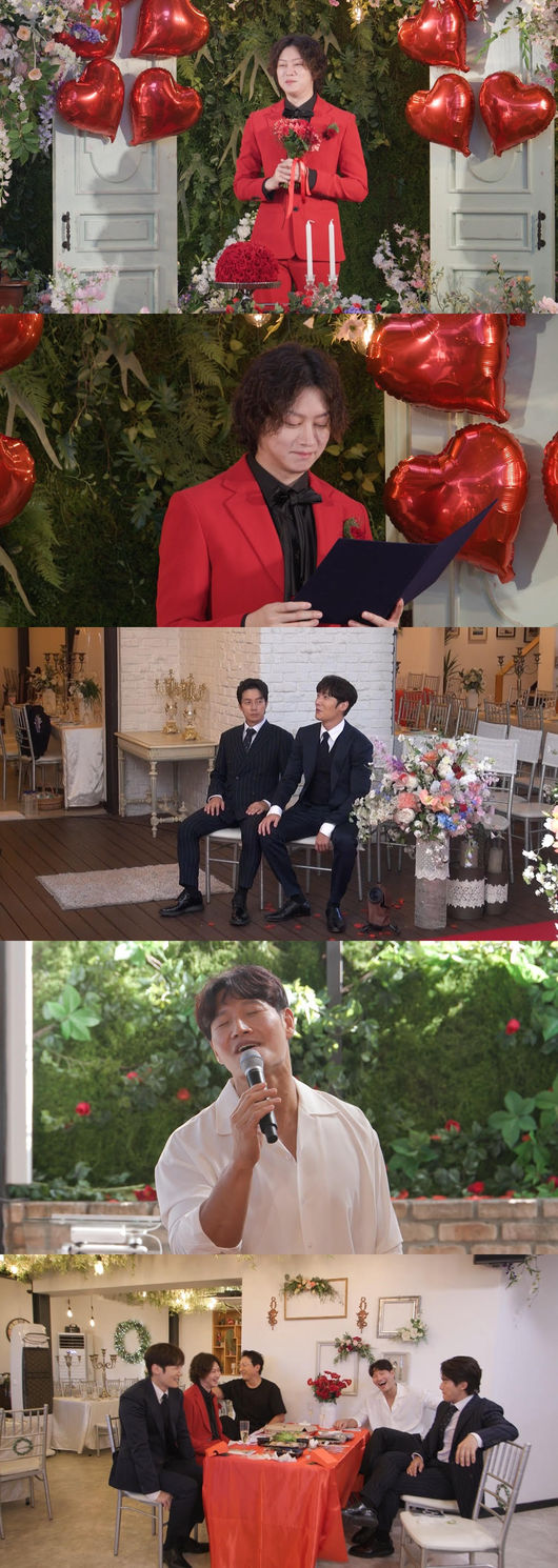 In this weeks SBS  ⁇  My Little Old Boy  ⁇ , Kim Hee-chuls Mystery Wedding ceremony scene, which her mother did not know, is revealed.On this day, Kim Hee-chul surprised everyone by declaring that he would do a questioning ceremony.Kim Hee-chul said that he wanted to break the prejudice that the groom should wear a black tuxedo. He appeared in a red tuxedo and made the studio sullen.In the announcement of Wedding ceremony without any hesitation, he said, What happened to  ⁇   ⁇   ⁇   ⁇   ⁇ ?  ⁇ ,  ⁇   ⁇ ...........................Tak Jae-hoon, Kim Jong-gook, Hur Kyung-hwan and Choi Jin-hyuk, who were invited to Kim Hee-chuls Wedding ceremony, could not hide their curiosity when they saw the red Virgin Road and the invisible bride, somewhere Mystery Wedding ceremony.With the appearance of todays main character Kim Hee-chul, the scene of Mystery Wedding ceremony was revealed and the scene turned upside down.Hee-cheols mother said that she was really crazy, and she showed tears, but it is noteworthy what Mystery Wedding ceremony is.On the other hand, Choi Jin-hyuk, who attended the wedding ceremony, had a girlfriend who thought about marriage in the past.For a moment of surprise, Choi Jin-hyuks shocking Breakup Kahaani was revealed.The mother-vengers were saddened by the story of Choi Jin-hyuk, who confessed to the shocking incident that she had been in love for more than a year.Kim Hee-chuls Mystery Wedding ceremony and the first publicly released Jinhyuks heartbreaking Breakup Kahaani will be available on SBS  ⁇  My Little Old Boy  ⁇  at 9:05 pm on Sunday, October 22nd.SBS - My Little Old Boy