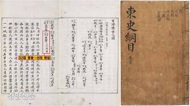 순암 안정복의 <동사강목>은 백제의 마지막 왕이 의자왕(31대)이 아니라 풍왕(32대·661~663)으로 표기해놓았다. 풍왕을 백제의 역사로 편입시킨 것이다.|국립중앙도서관 소장