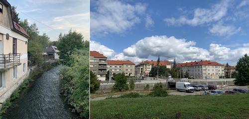 도심의 흐론 강 풍경(좌), 기차역에서 바라다본 흐론다리(우)