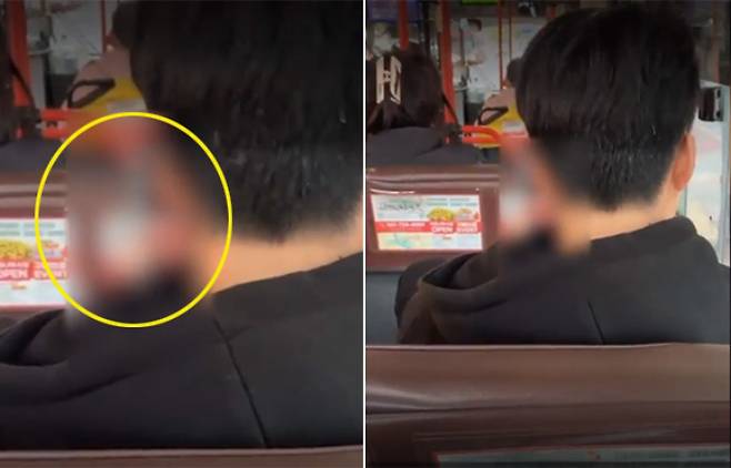 버스에서 음란물을 시청 중인 남성. YTN 보도 화면 캡처