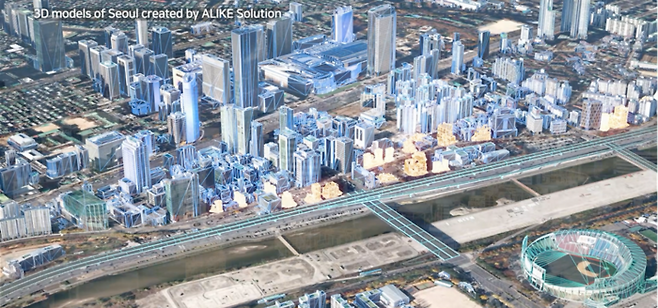 네이버랩스가 제작한 서울시 3D 모델링 데이터. (와이엔컬쳐앤스페이스 제공)