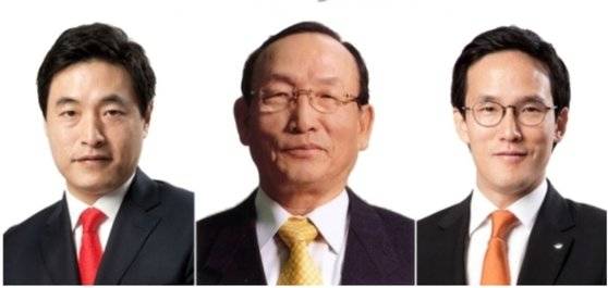 사진 왼쪽부터 장남 조현식 한국앤컴퍼니 고문, 가운데 아버지 조양래 명예회장, 오른쪽 차남 조현범 회장. 사진 한국앤컴퍼니