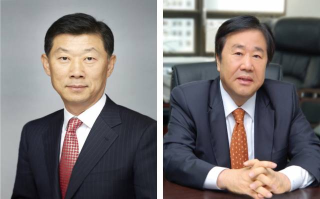 김홍국 하림그룹 회장(왼쪽)과 우오현 SM그룹 회장.