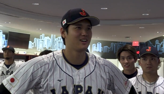 3월 WBC 결승전 직전 라커룸 연설을 하고 있는 오타니 쇼헤이. 일본야구대표팀 SNS