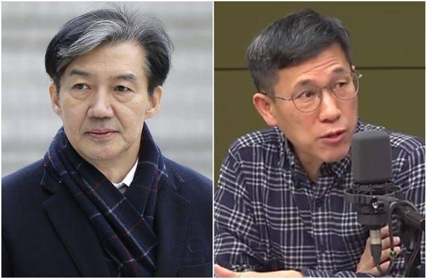 조국 전 법무부 장관(왼쪽 사진)과 이선균 사건과 관련해 발언하는 진중권 광운대 특임교수 ⓒ뉴시스, CBS 라디오 '박재홍의 한판승부' 방송화면 캡처