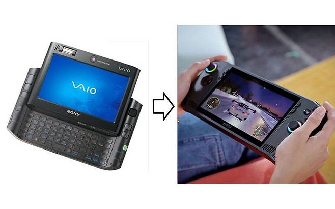 2006년에 출시된 소니의 ‘바이오 UX(왼쪽)’와 2024년 출시 예정인 MSI의 ‘클로’(오른쪽) / 출처=소니, MSI