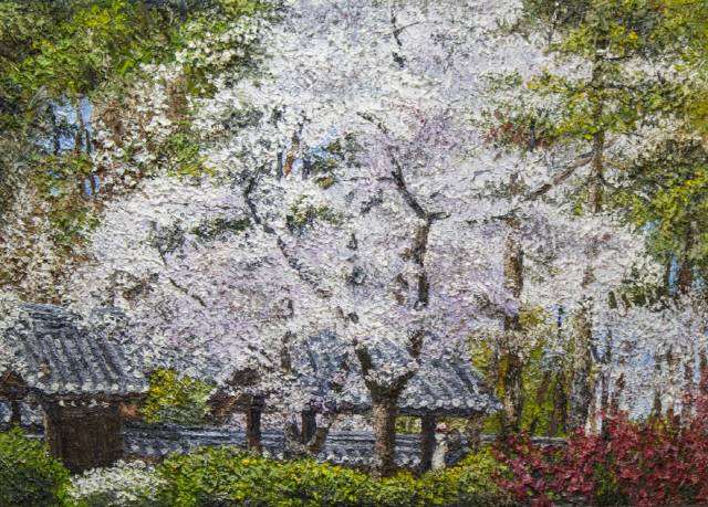 ▲ 강릉 이장우 화가의 2021년 작품 ‘허균생가’. 허균·허난설헌 기념공원의 고택을 그렸다 . 아래는 1616년 형조판서로 재직할 당시 문서에 쓴 허균 선생의 ‘일심(一心)’ 수결. 요즘으로 치면 친필 서명인데, 한자 ‘一心’을 허균 본인의 얼굴을 형상화 해 캐리커처하듯이 표현했다는 점에서 허균의 개혁적 면모를 확인할 수 있다고 장 교수는 설명했다.