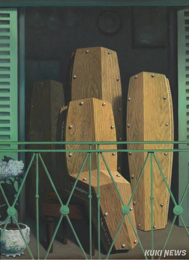 르네 마그리트, 원근법 2: 마네의 발코니, 1961, 캔버스에 유채, 80x60cm, 벨기에 겐트 왕립미술관