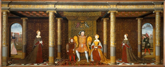 작자 미상, ‘헨리 8세의 가족’, 1545년 경, 캔버스에 유채, 144.5x356cm, 런던 퀸즈갤러리.