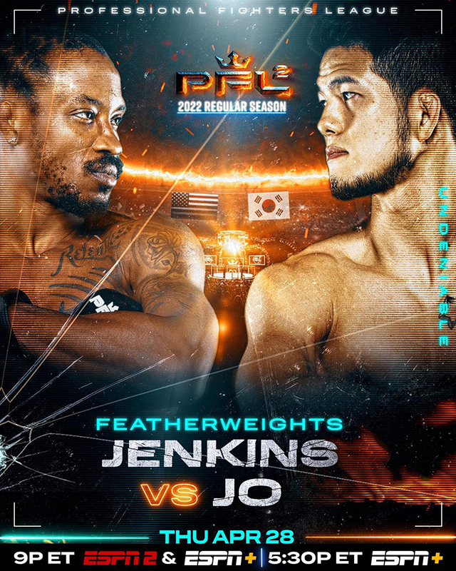 조성빈(오른쪽)은 2022 PFL에서 세계청소년레슬링선수권대회 우승자 버바 젱킨스와 맞붙을 예정이었지만, 경기 2주 전 부상으로 포기했다. 사진=Professional Fighters League