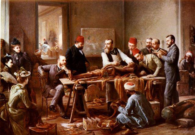 폴 도미니크 필립포토, '미라 탐색, 암몬의 여사제', 274.5x183cm, 1890년경. 영국 레스터 갤러리 소장