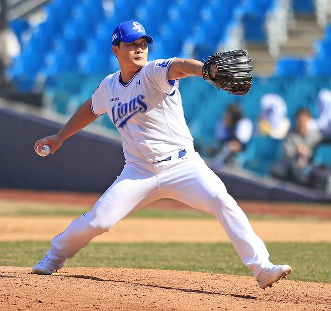 14일 대구삼성라이온즈파크에서 열린 롯데와 경기에서 시범경기 처음으로 등판했다. 삼자범퇴로 깔끔하게 이닝을 마무리했다. 대구 | 삼성 라이온즈