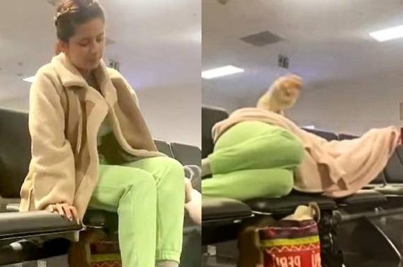 사진=공항에서 노숙하고 있는 산체스