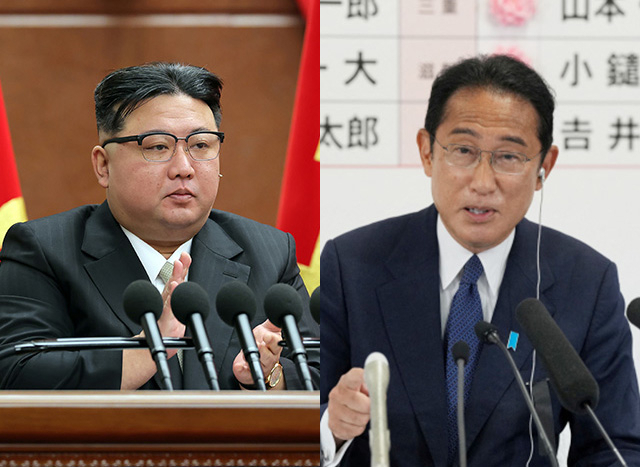 ▲ 김정은 북한 국무위원장(왼쪽)과 기시다 후미오 일본 총리. ⓒ로동신문=뉴스1(왼쪽), AP=연합뉴스(오른쪽)