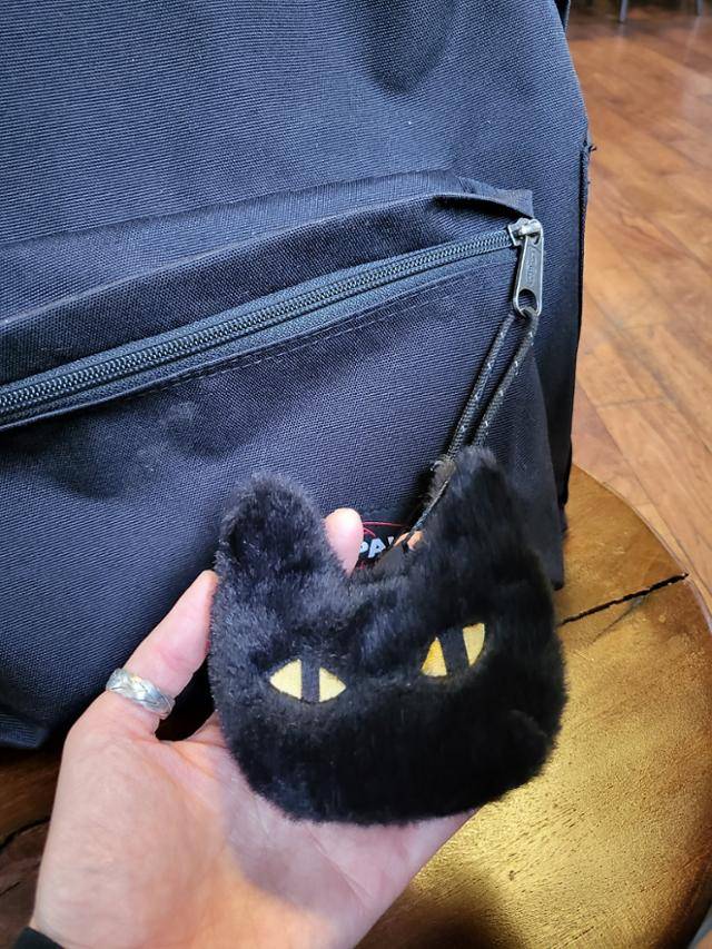 지난해 반려묘 도울이를 떠나보낸 이슬기씨는 도울이를 닮은 키링을 가방에 메고 다닌다. 이씨 제공