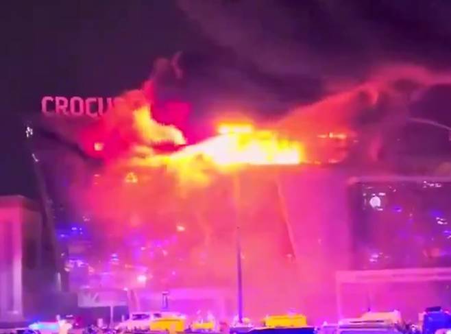 화재가 발생한 모스크바 크로커스 시티홀 공연장. 텔레그램 캡처