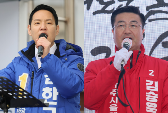 김한규 더불어민주당 의원, 김승욱 국민의힘 후보
