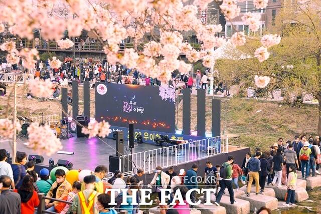 따뜻한 봄의 시작을 알리는 벚꽃축제가 서울 곳곳에서 펼쳐진다. 도봉구 벚꽃축제에 참여한 시민들. /도봉구