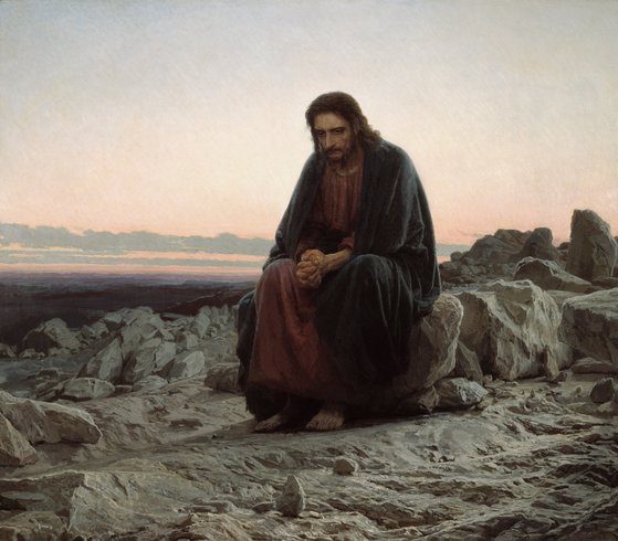 러시아 사실주의 대가 이반 크람스 코이(1837~1887)의 그림 ‘광야의 그리스도’(1872). [사진 위키피디아]