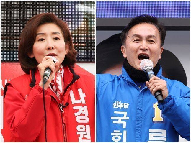 4·10 총선 서울 동작을에 출마한 국민의힘 나경원 후보와 더불어민주당 류삼영 후보 ⓒ데일리안 방규현 기자