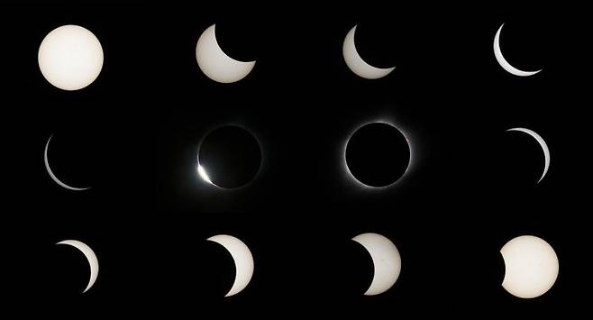 2017년 당시 일리노이주에서 관측된 개기일식 모습. 해와 달이 완전히 겹쳐질 때 찬란한 방울 형태의 빛이 깜박인다. [이미지출처=게티이미지뱅크]