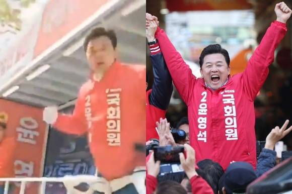 경남 양산갑에 출마해 4선에 도전하는 윤영석 국민의힘 후보가 문재인 전 대통령에 대해 유세 중 “죽여야 돼”라고 막말을 해 논란이다. 유튜브 캡처·연합뉴스