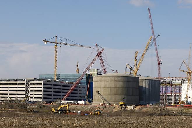 지난 1월 미국 텍사스주 테일러의 삼성전자 반도체 공장 건설 현장. EPA연합뉴스