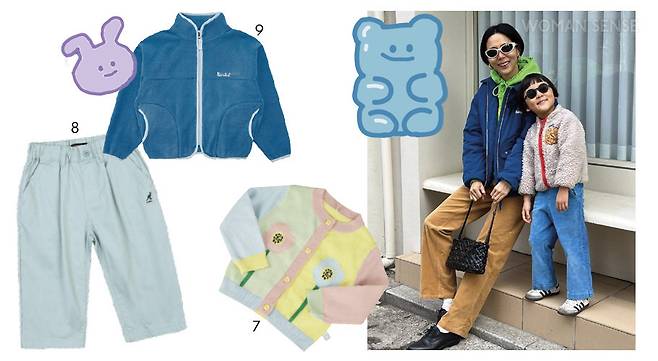 7 부드러운 면 소재의 파스텔컬러 콤비네이션 카디건 10만원대 스텔라 맥카트니 8 활동하기 편한 스판덱스 소재의 민트 컬러 배기팬츠 가격미정 캉골 9 플리스 소재로 만든 스카이블루 컬러의 집업 재킷 12만9천원 논서비스