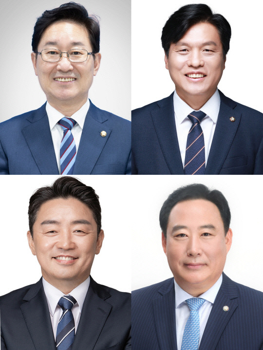 3·4선에 성공한 박범계, 조승래, 강훈식, 어기구 더불어민주당 의원.