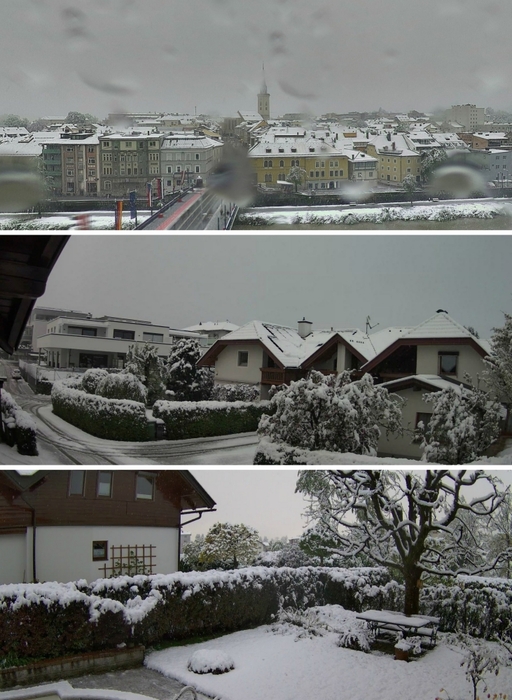 16일(현지시간) 오스트리아 카린시아 필라흐 지역에 쌓인 눈. 사진=필라흐 기상관측소 엑스(@WWien10) 캡처