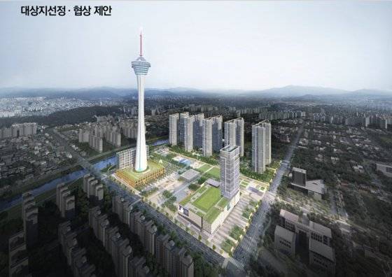 ㈜자광이 지난 16일 주민설명회 때 공개한 옛 대한방직 터 개발 구상이 담긴 청사진. 사진 ㈜자광