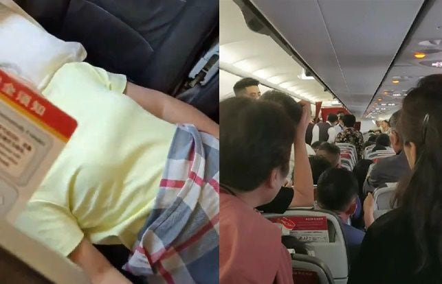 비행기 2개 좌석을 구매한 여성이 이륙 직전 좌석에 드러누워 일어나길 거부하면서 비행기 이륙이 2시간 이상 지연되는 사건이 발생했다. /엑스(트위터)