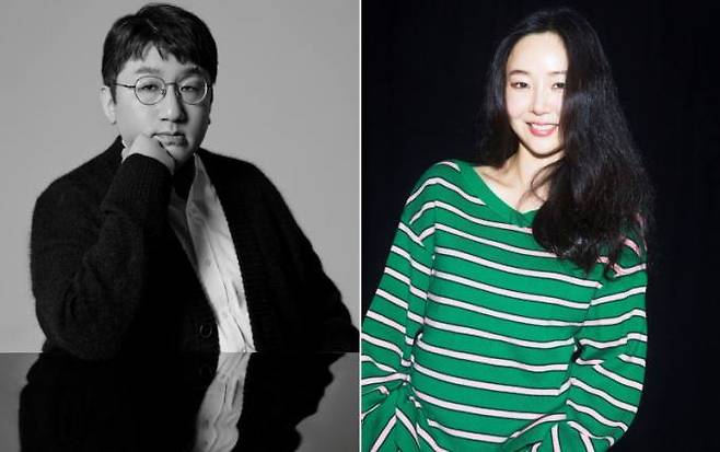 방시혁 하이브 의장(왼쪽)과 민희진 어도어 대표. 하이브