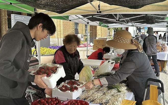 [대전=뉴시스]23일 오전 옛 충남도청사 광장에서 매주 화요일 열리는 '화요장터'가 개장했다.  (사진=대전시 제공) 2024. 04. 23   *재판매 및 DB 금지