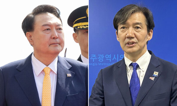 윤석열 대통령(왼쪽), 조국 조국혁신당 대표. 연합뉴스