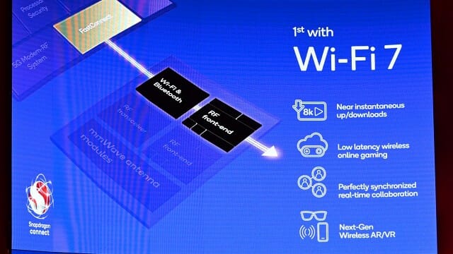 스냅드래곤 X 플러스는 패스트커넥트 7800 칩으로 와이파이7(802.11be)을 지원한다. (사진=지디넷코리아)
