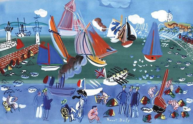 프랑스 북부 항구도시 르아브르에서 자란 라울 뒤피가 1925년에 그린 수채화〈영국 함대의 르아브르 방문〉. /르아브르 현대미술관 앙드레 말로(MuMa) 소장